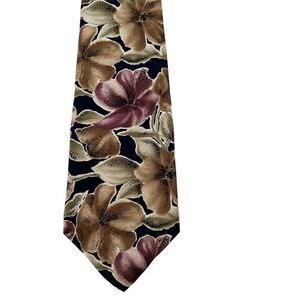 Vintage Floral Silk Tie by Golden House Custom Cravats Made in USA Purple Black
